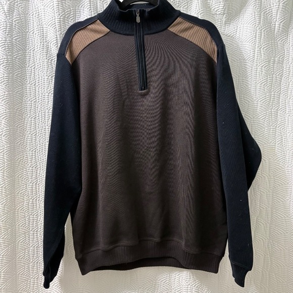 St. Croix Quarter Zip Pullover Sweater Color Block Knit Long Sleeve L‎ - Picture 1 of 7